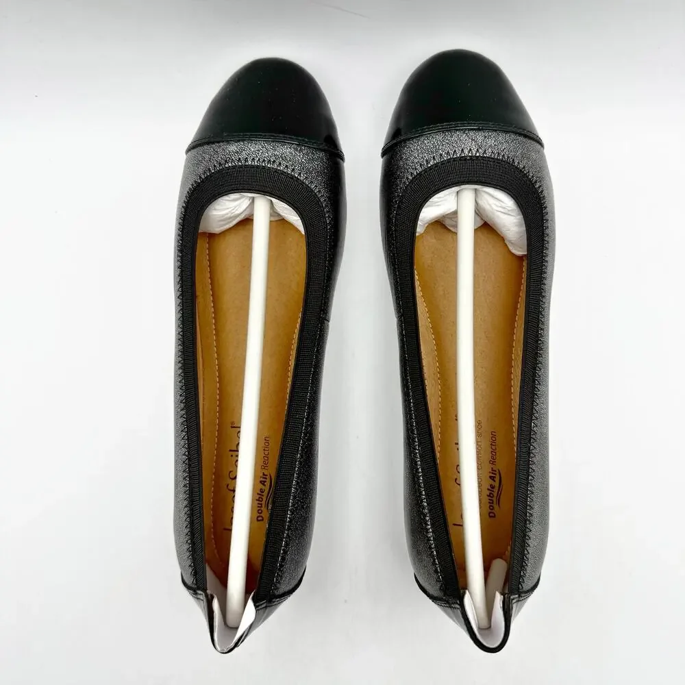 Josef Seibel Women Pippa 07 Ballet Flats EU 36 US 5-5.5 Black Silver Leather NIB